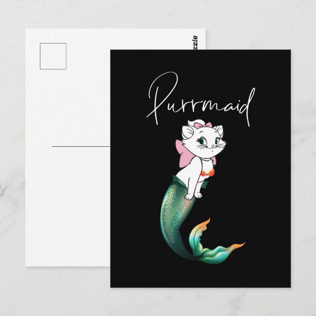 Cartão Postal Gatinho Gato-Purê - Design de Gato-Sereia Divertid (Frente/Verso)