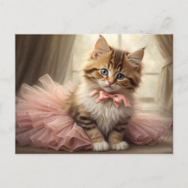 Cartão Postal Gatinho Gelado Vestindo um Tutu Rosa