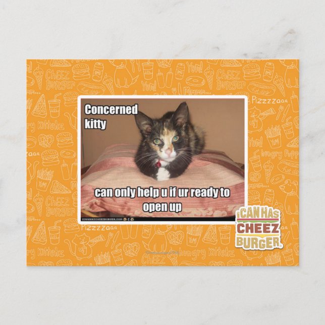 Cartão Postal Gatinho interessado (Frente)