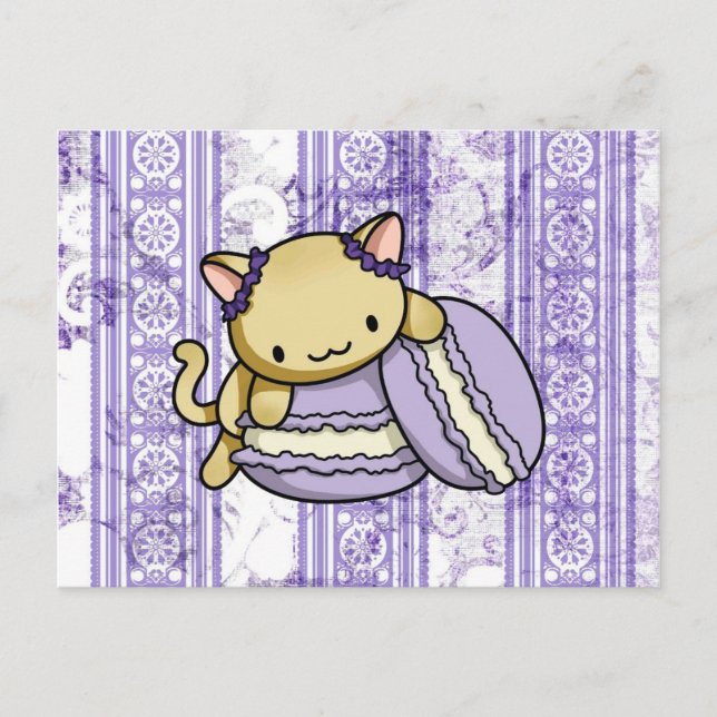 Cartão Postal Gatinho Macaron (Frente)