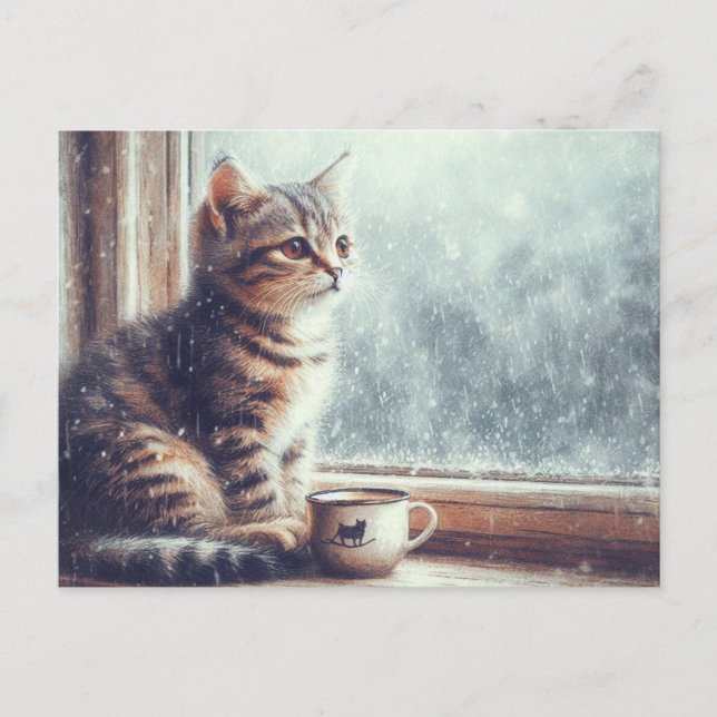Cartão Postal Gatinho na janela (Frente)