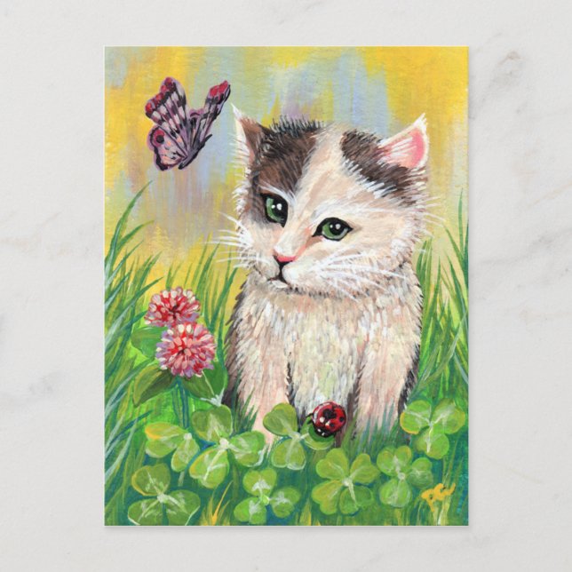 Cartão Postal Gatinho no patch de fechamento (Frente)