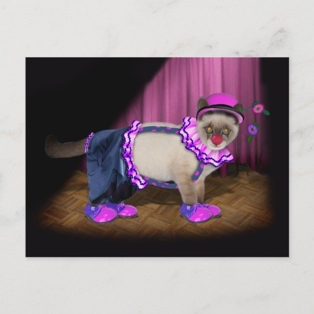 Cartão Postal Gatinho Palhaço Cute (Frente)