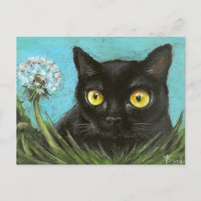 Cartão Postal Gatinho Preto (Frente)