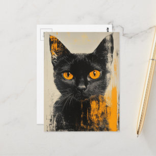 Cartão Postal gatinho preto adorável