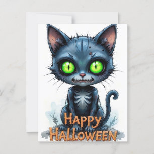 Cartão Postal Gatinho Preto, Gatinho Gatinho, Halloween