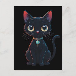 Cartão Postal Gatinho Preto Pouco Assustador