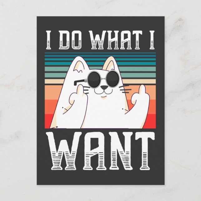 Cartão Postal Gatinho Selvagem de Dedo Médio Gatinho de Pessoas  (Frente)