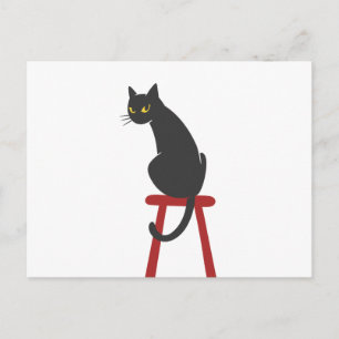Cartão Postal gatinho sentado em fezes de madeira - Escolha a co