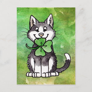 Cartão Postal Gatinho Shamrock