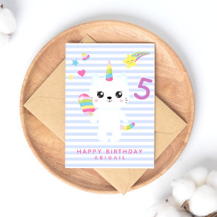 Cartão Postal Gatinho Unicórnio Fofo - Aniversário Personalizado