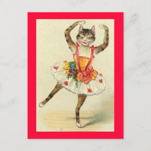 Cartão Postal Gatinho Vintage Dancing