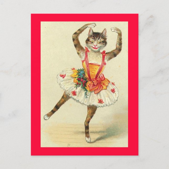 Cartão Postal Gatinho Vintage Dancing (Frente)