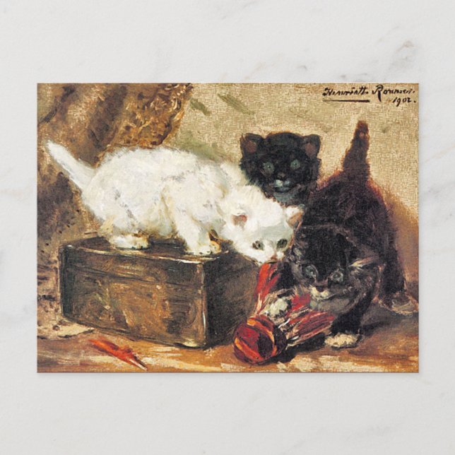 Cartão Postal Gatinhos - Chá para Dois - Pintura de Gato (Frente)