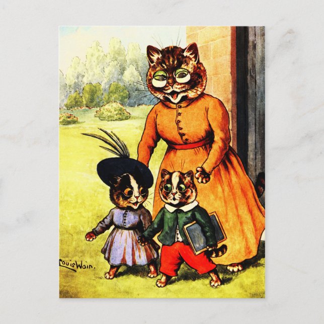 Cartão Postal Gatinhos da escola Louis Wain (Frente)