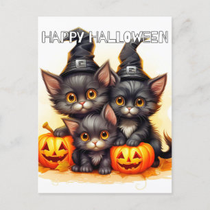 Cartão Postal Gatinhos de Halloween Adoráveis