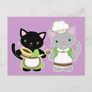 Cartão Postal Gatinhos de panificação de Yoyo e Suki Neko