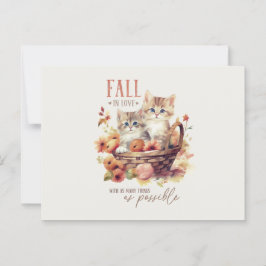 Cartão Postal Gatinhos de Queda Doce na Cesta de Pumpkin Autumn 