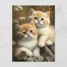 Cartão Postal Gatinhos de Shorthair britânicos bonitos no Jardim