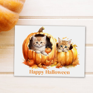 Cartão Postal Gatinhos no Halloween de Pumpkins