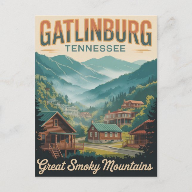 Cartão Postal Gatlinburg Tennessee Great Smoking Mountains (Frente)