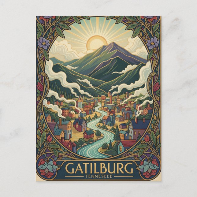 Cartão Postal Gatlinburg Tennessee Illustration Vintage design (Frente)