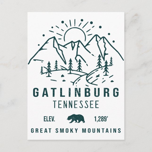 Cartão Postal Gatlinburg Tennessee Minimalista Camping Souvenirs (Frente)