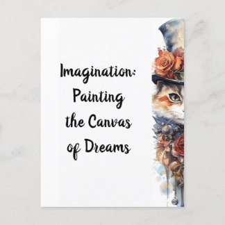 Cartão Postal Gato 3 Gato com rosa de aquarela