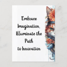 Cartão Postal Gato 4 Gato com rosa de aquarela