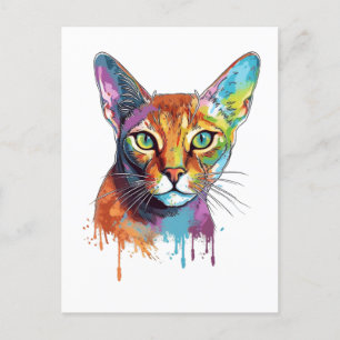 Cartão Postal Gato Abissínio Colorido