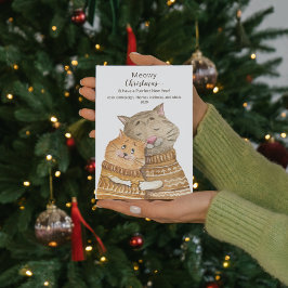 Cartão Postal Gato Abraço Meowy Natal & Ano Novo Perfeito