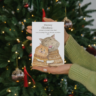 Cartão Postal Gato Abraço Meowy Natal & Ano Novo Perfeito