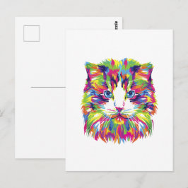 Cartão Postal Gato abstrato colorido