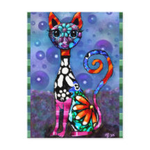 Gato Abstrato Esquisito de Olhos Grandes e Funky