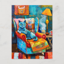 Gato Aconchegante na Poltrona