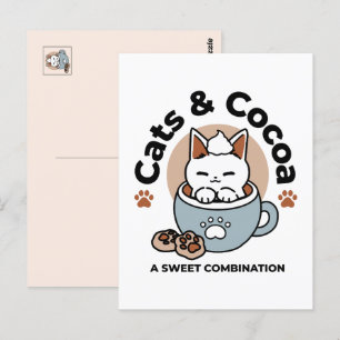 Cartão Postal Gato Adorável no Design de Férias de Mug - Gato e 