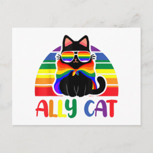 Cartão Postal Gato Aliado LGBT Seja Gentil Arco-Íris Gay Engraça