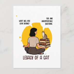Cartão Postal Gato Amante de Livros Humor Intelectual Citação Ar
