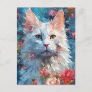 Cartão Postal Gato Angorá turco colorido