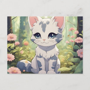 Cartão Postal gato animado para amantes de gatos