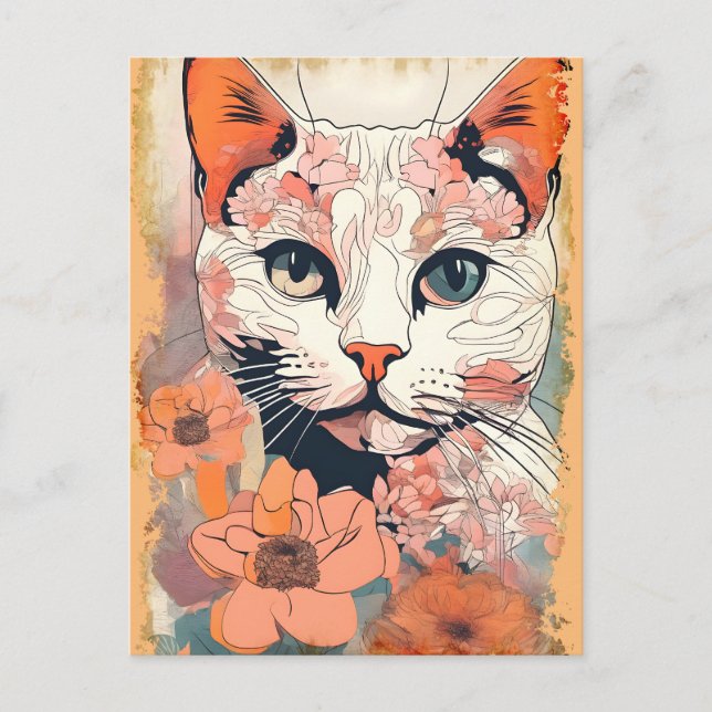 Cartão Postal Gato Artístico (Frente)