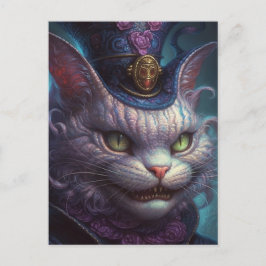 Cartão Postal Gato Assustador de Cheshire em uma Vintage Tofat R