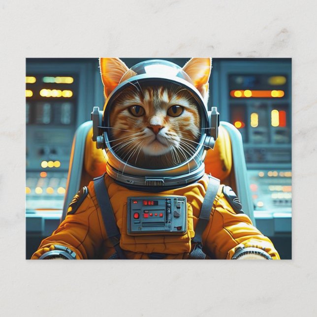 Cartão Postal gato astronauta (Frente)