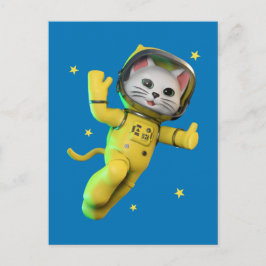 Cartão Postal Gato Astronauta Cartoon