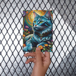 Cartão Postal Gato Azul Caprichoso e Oásis Floral