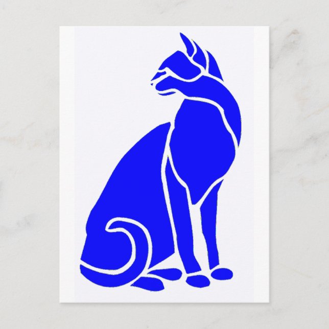 Cartão Postal Gato azul da grama (Frente)