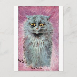 Cartão Postal Gato Azul Russo, Louis Wain