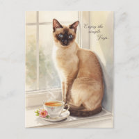 Gato bebendo chá para Feliz aposentadoria gata Mam