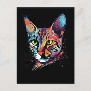 Cartão Postal Gato bengala colorido