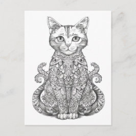 Cartão Postal Gato bonitinho de arte de rabisco